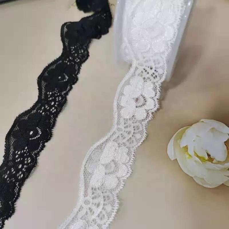 High Quality White and Black Width 3.6cm Spandex New High Quality Elastic Lace Trim for Pajamas Underwear Wedding Dresses