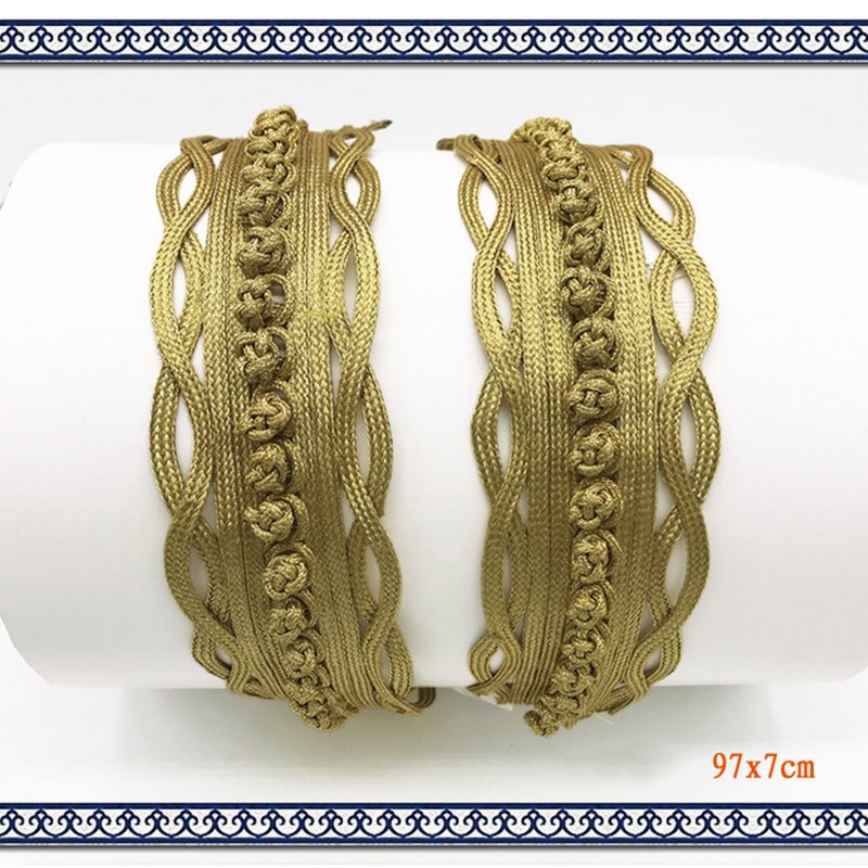 7 cm wide Handmade diy woven curtain costume golden button lace crocheted fabric waistband knitted sewing gold ribbon lace trims