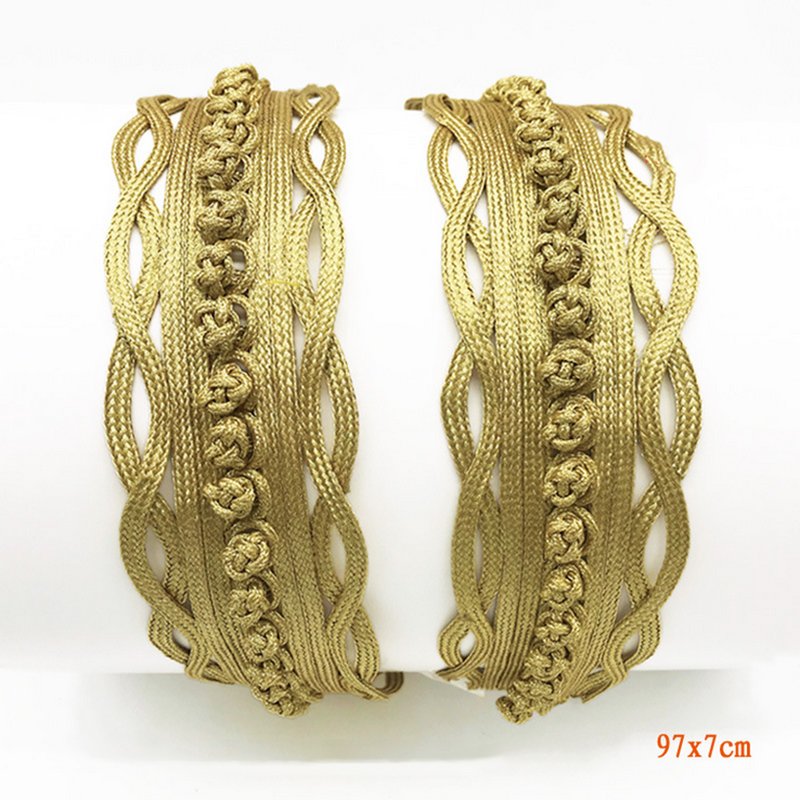 7 cm wide Handmade diy woven curtain costume golden button lace crocheted fabric waistband knitted sewing gold ribbon lace trims