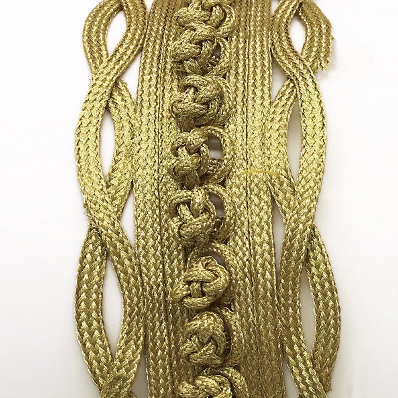 7 cm wide Handmade diy woven curtain costume golden button lace crocheted fabric waistband knitted sewing gold ribbon lace trims