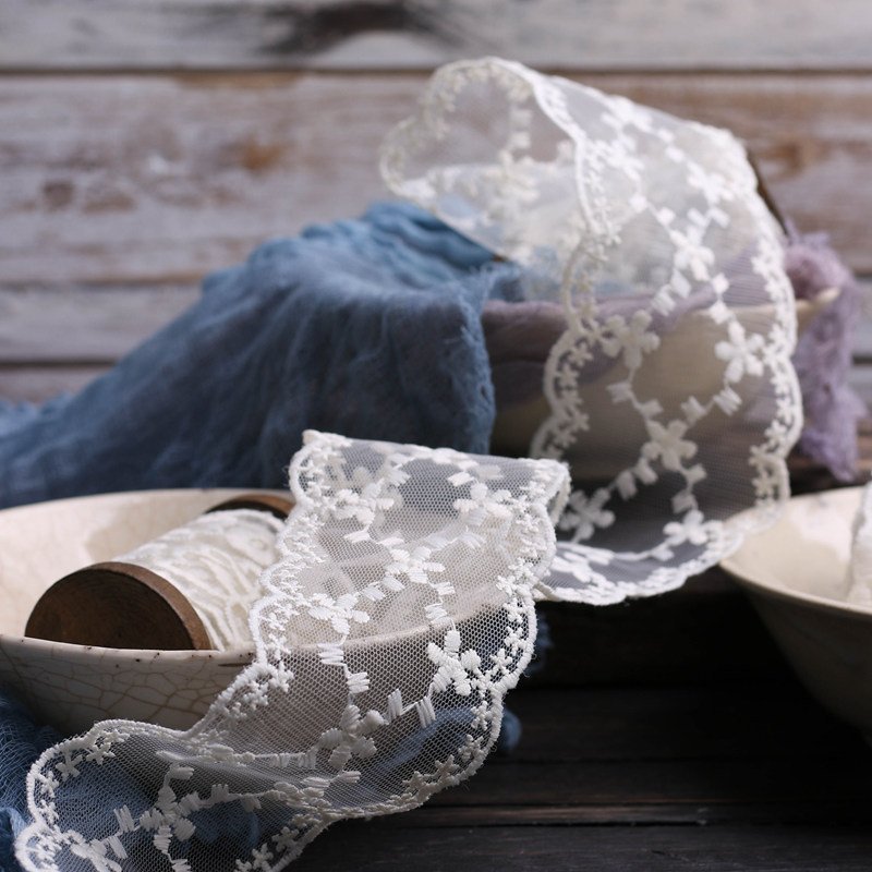Wholesale Beige Embroidery Lace Trim for Diy Gift Hair Accessories