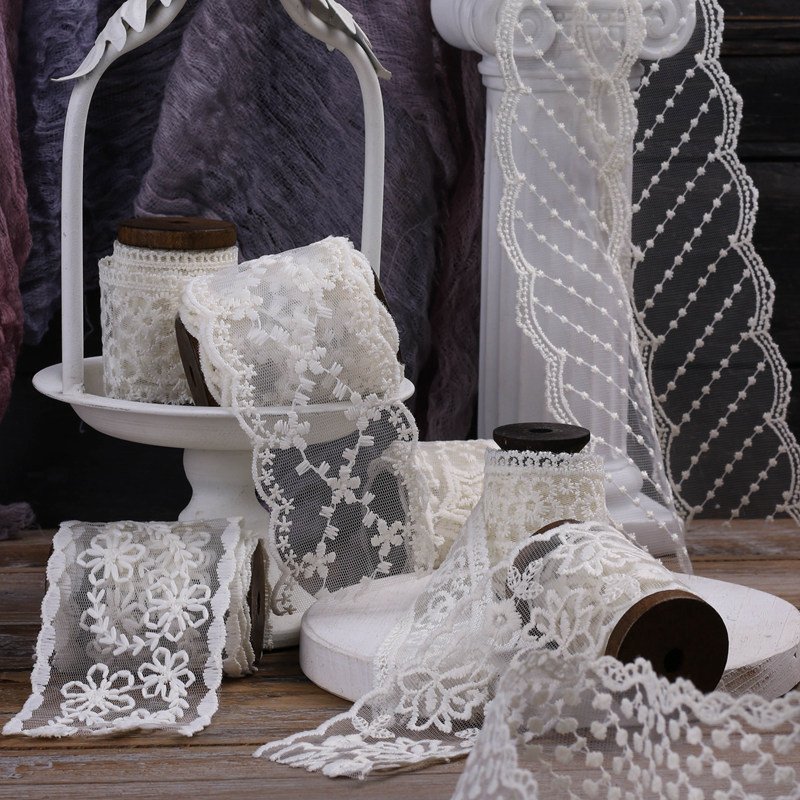 Wholesale Beige Embroidery Lace Trim for Diy Gift Hair Accessories