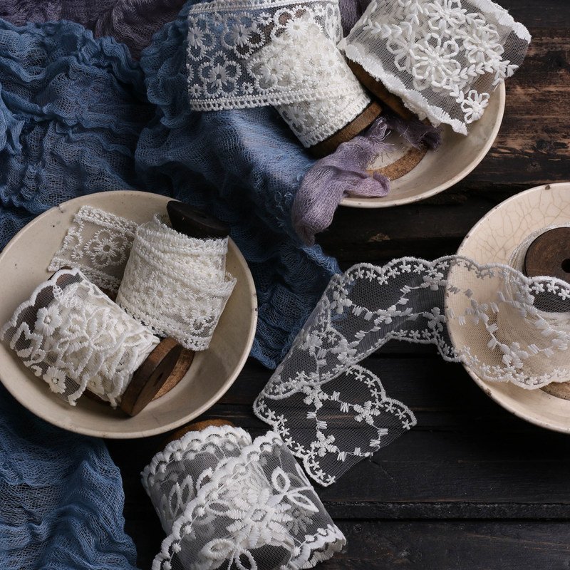 Wholesale Beige Embroidery Lace Trim for Diy Gift Hair Accessories