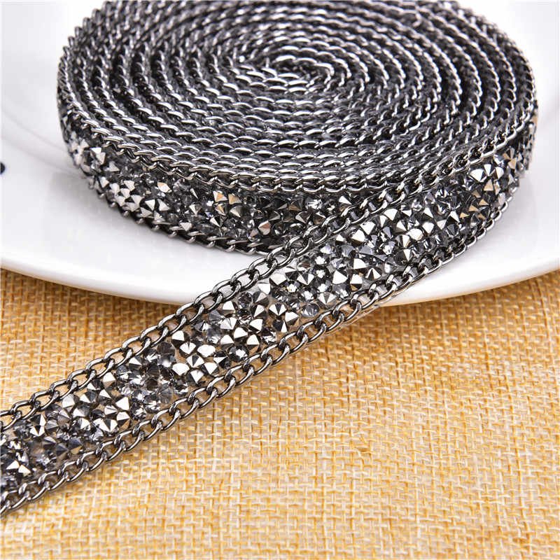 original factory cheap price iron on rhinestone strass diamond decoration chain hot fix trim