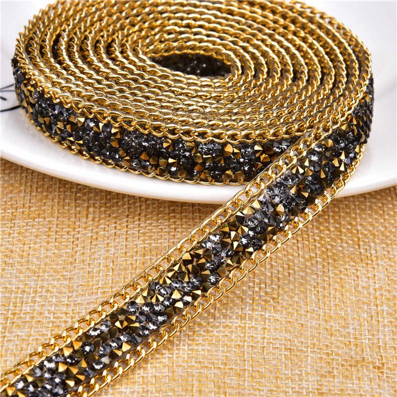 original factory cheap price iron on rhinestone strass diamond decoration chain hot fix trim