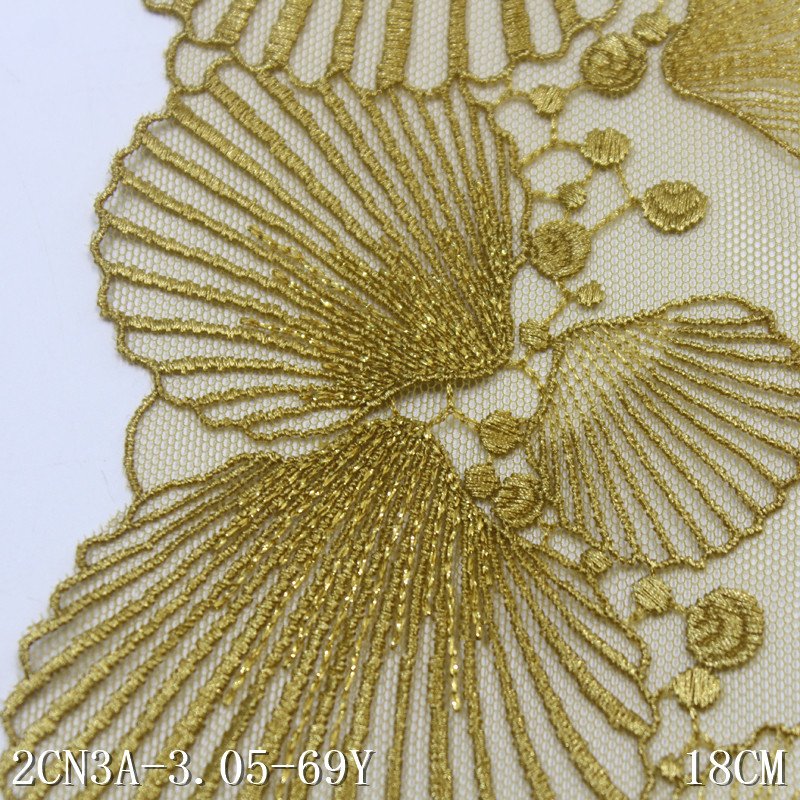China Factory Supplied scallop design 18cm Embroidery floral encaje Lace trim NEW arrival red Mesh Lace Fabric For sand lingerie