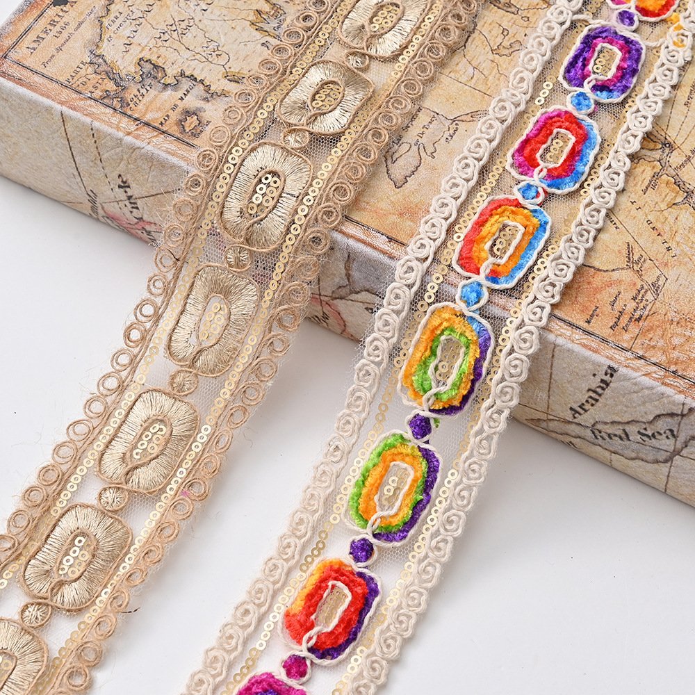 Sewing Lace Cheap Braid Fabric Gold Silver Sequined Lace Ribbon For Stage Clothing Decor Costume Braided Lace Trims