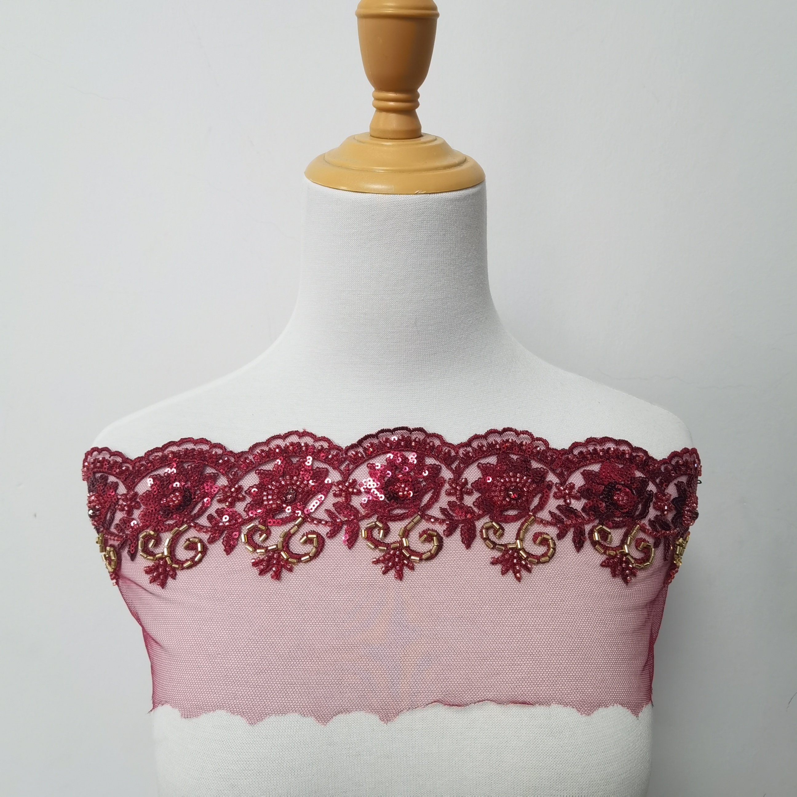 specifications low price heavy beaded lace fabric sequin with beads embroidery trim for woman dress