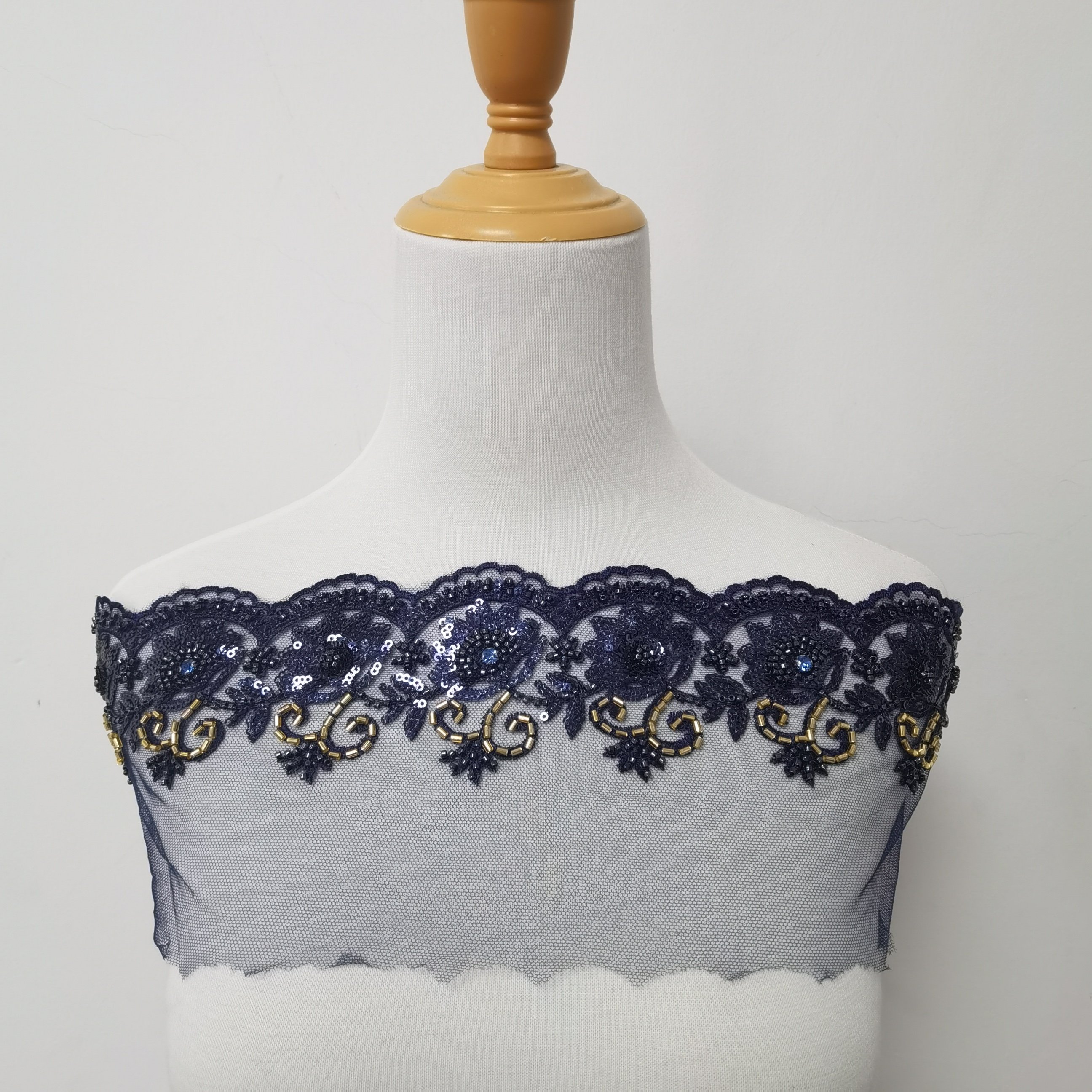 specifications low price heavy beaded lace fabric sequin with beads embroidery trim for woman dress