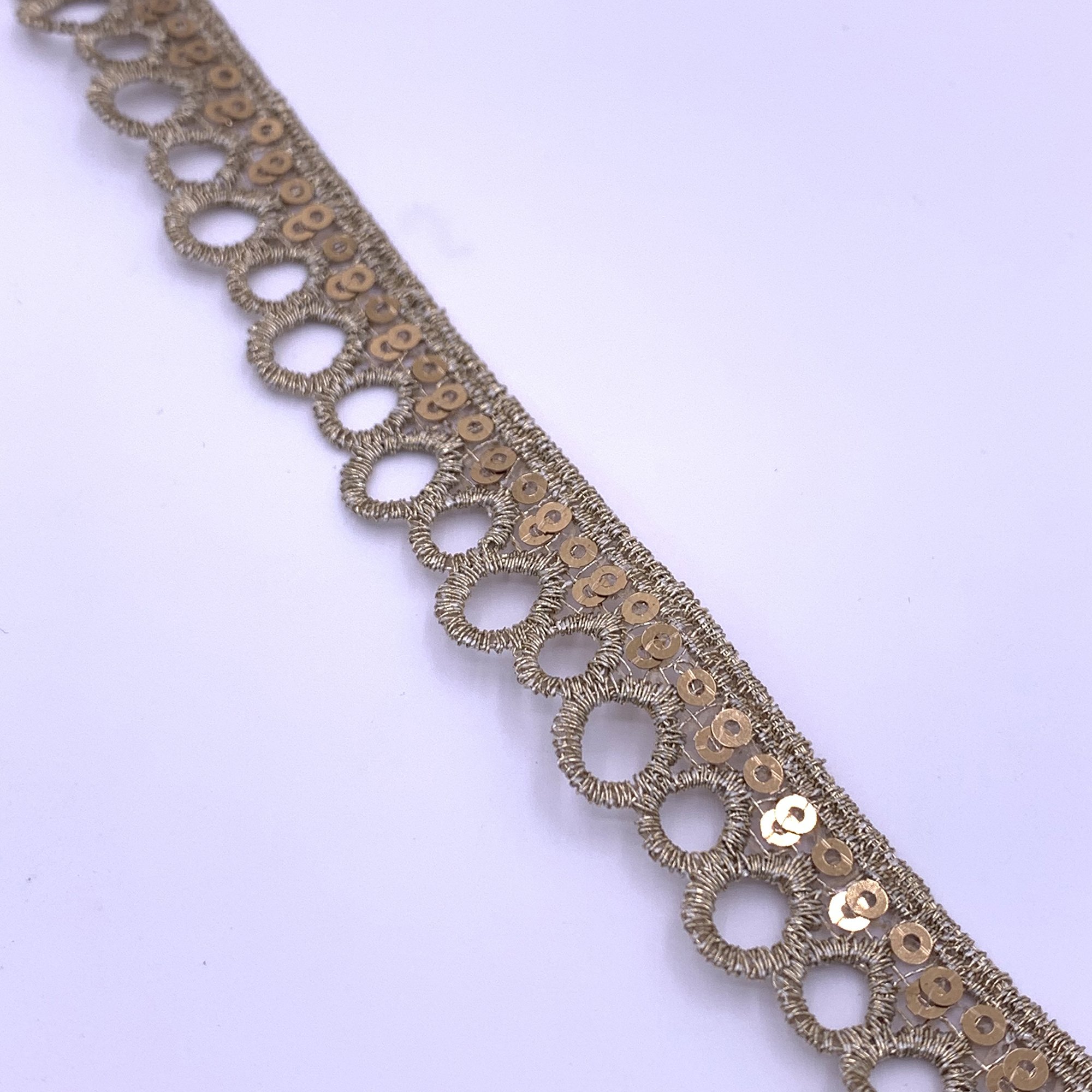 Manufacturer Wholesale Price Exquisite Golden Water Soluble Polyester Shiny Sequin Lace Trim