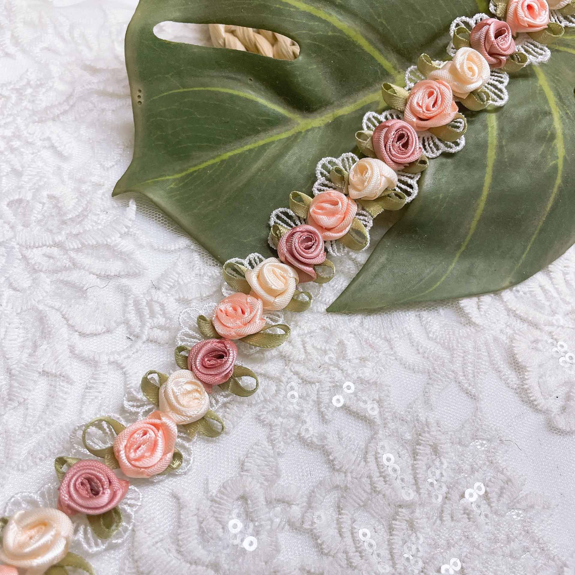 JFL021 Flower Lace Handmade Diy Rose Clothing Accessories embroidery Lace Trim Water Soluble