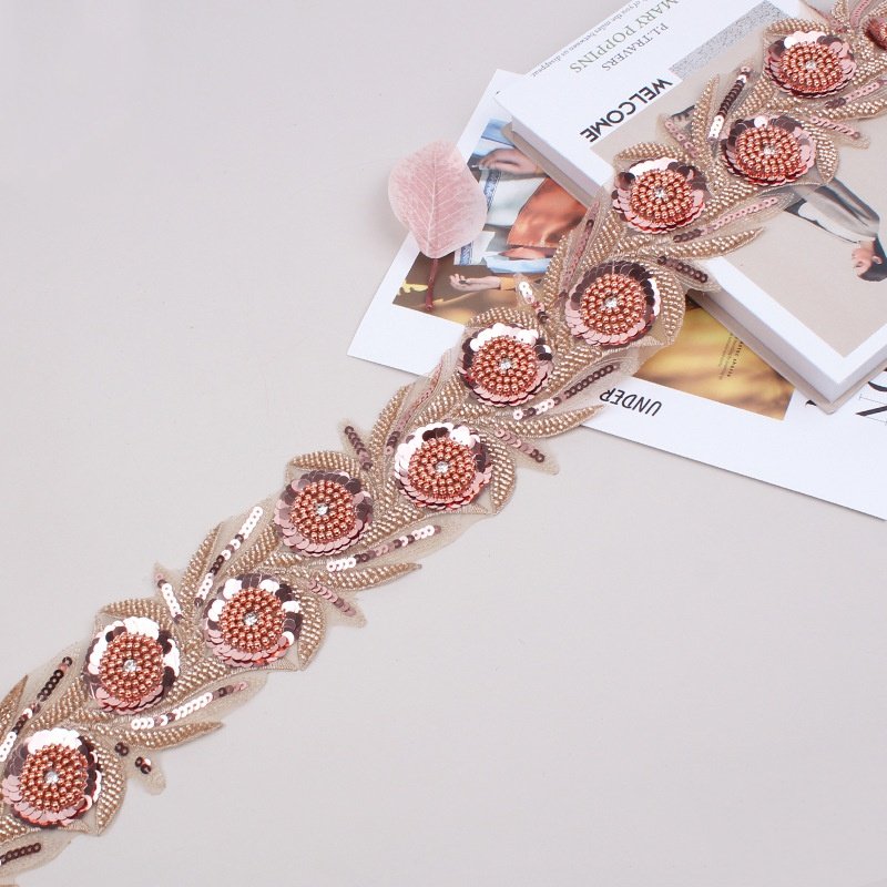 Beads Sequins Embroidery Lace Colored Sequin African Lace Trim