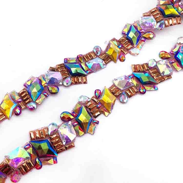 Various styles iron on rhinestone applique trimming for carnival mardi gras apparel customized