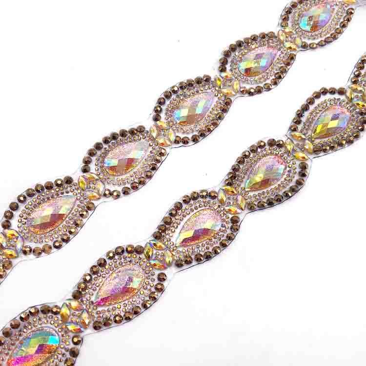Various styles iron on rhinestone applique trimming for carnival mardi gras apparel customized