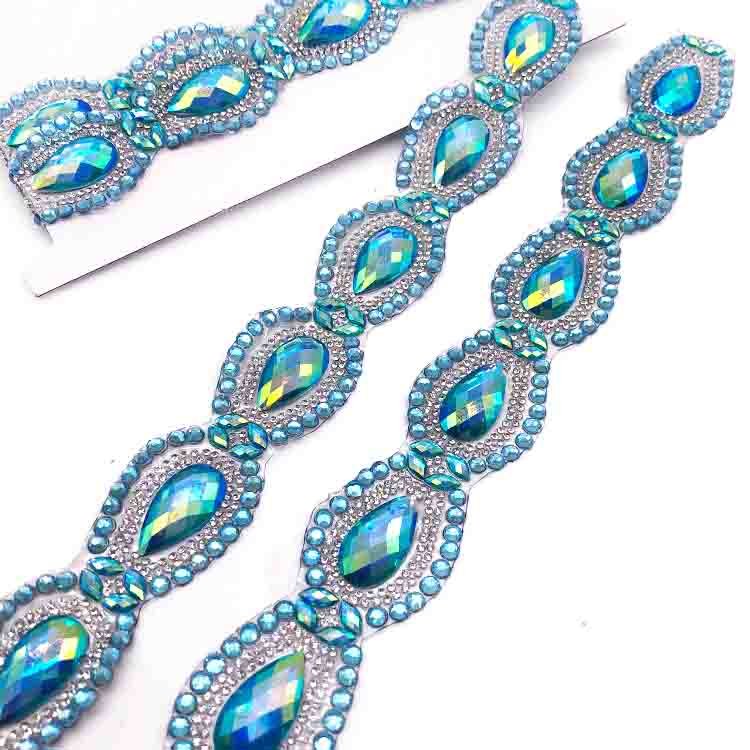Various styles iron on rhinestone applique trimming for carnival mardi gras apparel customized