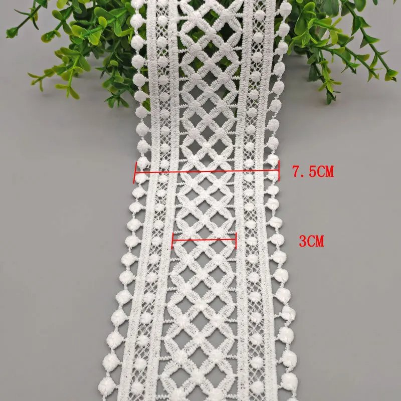 70mm 75mm Black White Hollow Out Floral Embroidered Ribbon DIY Apparel Sewing Fabric Lace Tape Dress Clothing Decoration