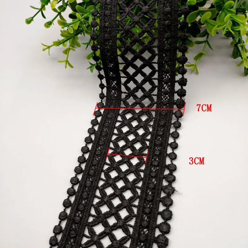 70mm 75mm Black White Hollow Out Floral Embroidered Ribbon DIY Apparel Sewing Fabric Lace Tape Dress Clothing Decoration