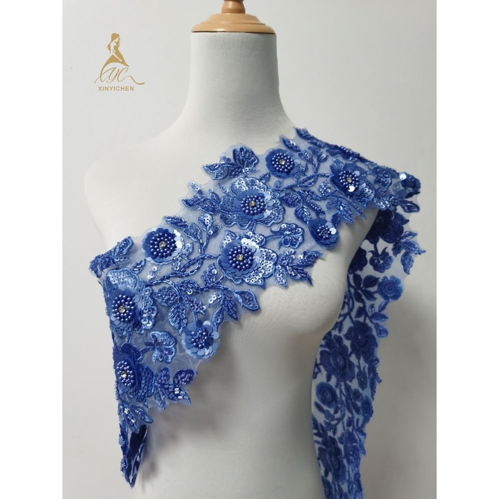 Custom Leave Pattern Sequin Lace Trim Wholesale Rhinestone Lace Trim Beaded Trimmings for Dresses