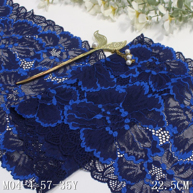 Stretch Mesh Garment Lace Trim Colorful Flower Wide 20cm Knitted French Lace for Underwear