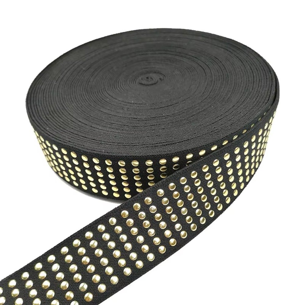 Wholesale Metal Trim Stretch Webbing Rock Style Elastic Band for Bags Garment Home Textile Shoes