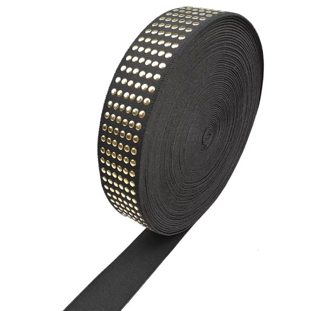 Wholesale Metal Trim Stretch Webbing Rock Style Elastic Band for Bags Garment Home Textile Shoes