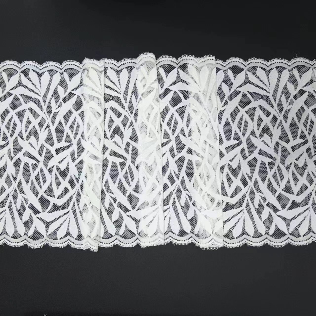 White Voile Nylon Spandex Lace Fabrics Popular Knitted Elastic Lace Trim for Underwear intimate apparel