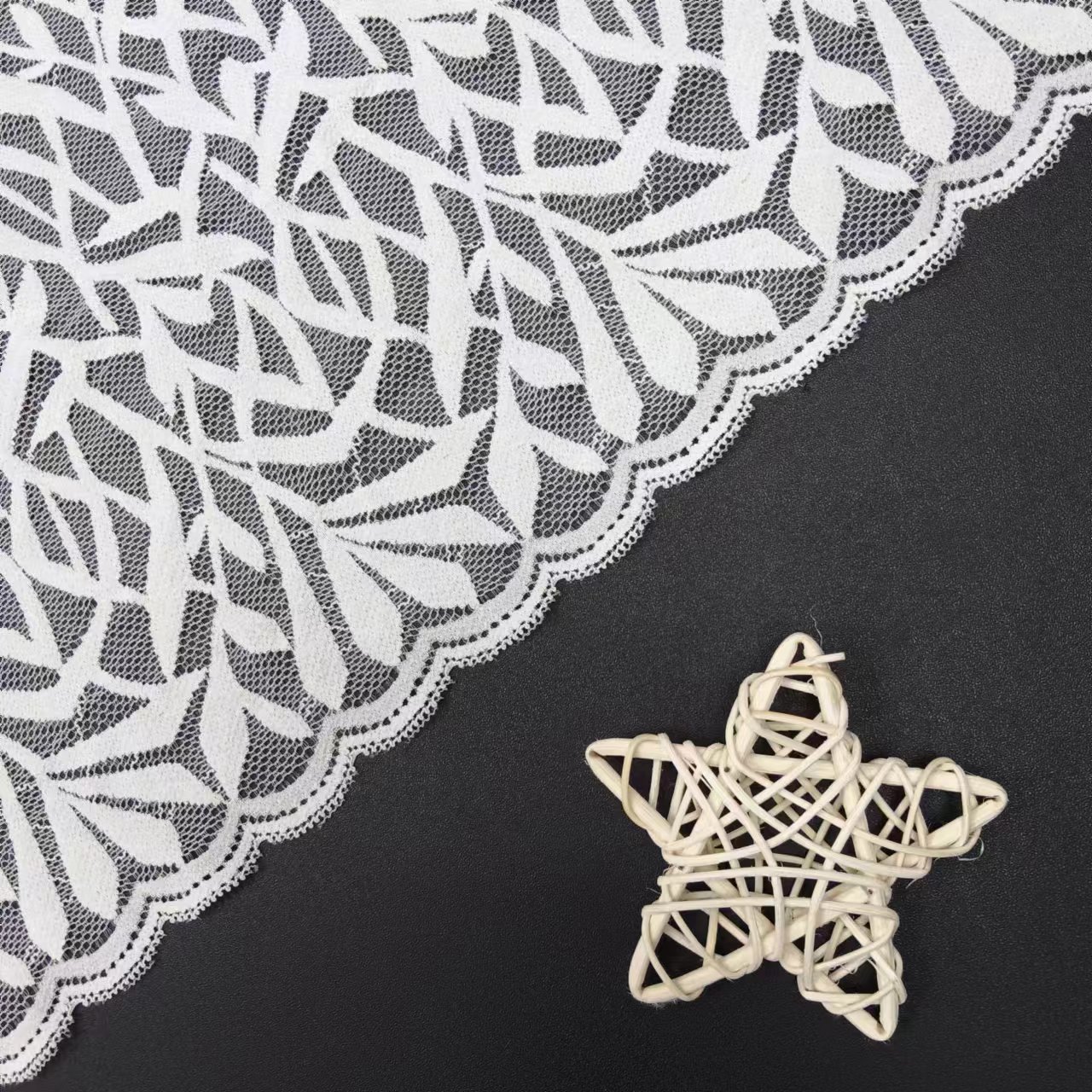 White Voile Nylon Spandex Lace Fabrics Popular Knitted Elastic Lace Trim for Underwear intimate apparel