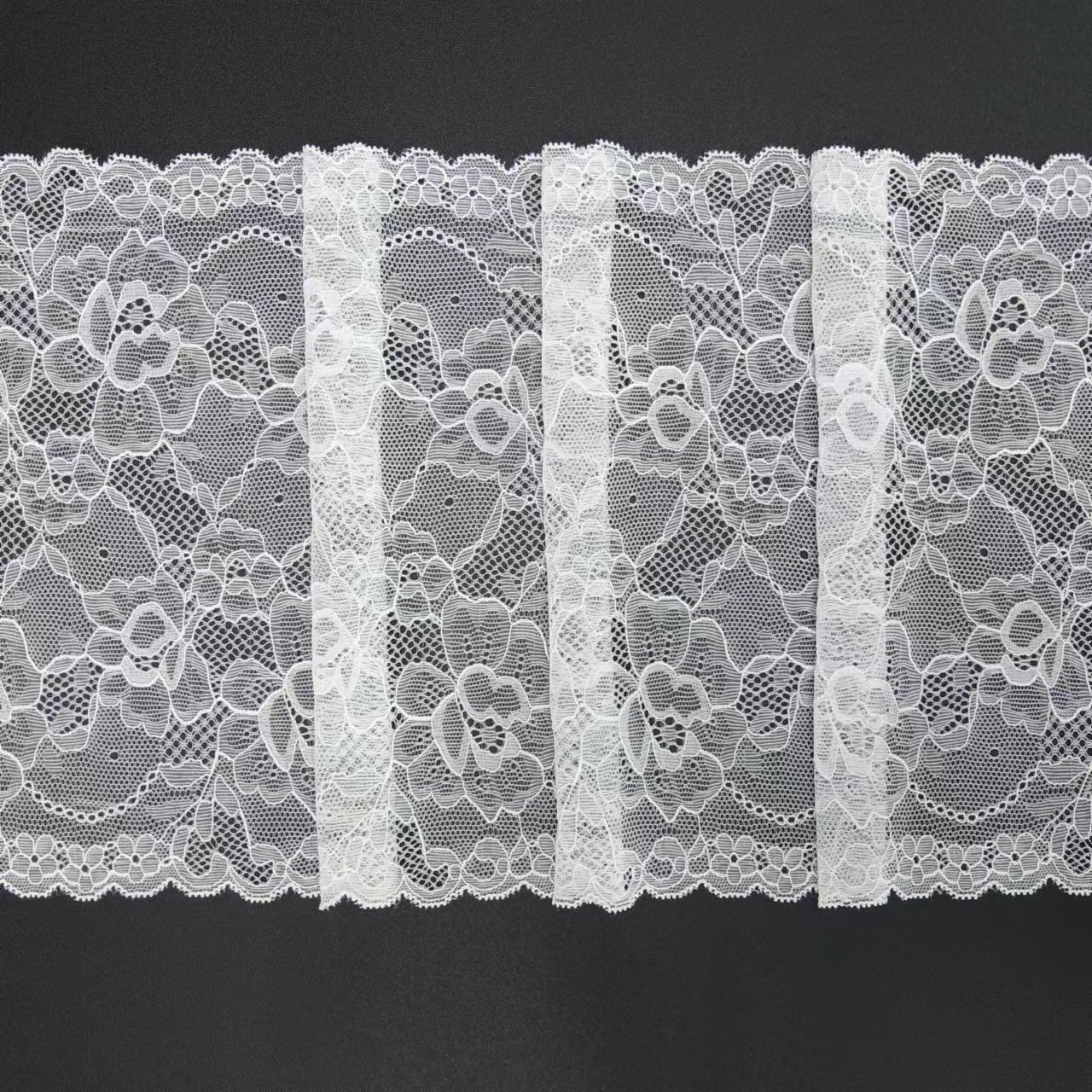 Customizable Knitted Lace Trim White Voile Nylon Spandex Lace Fabrics Elastic Lace Accessories for Women's Underwear