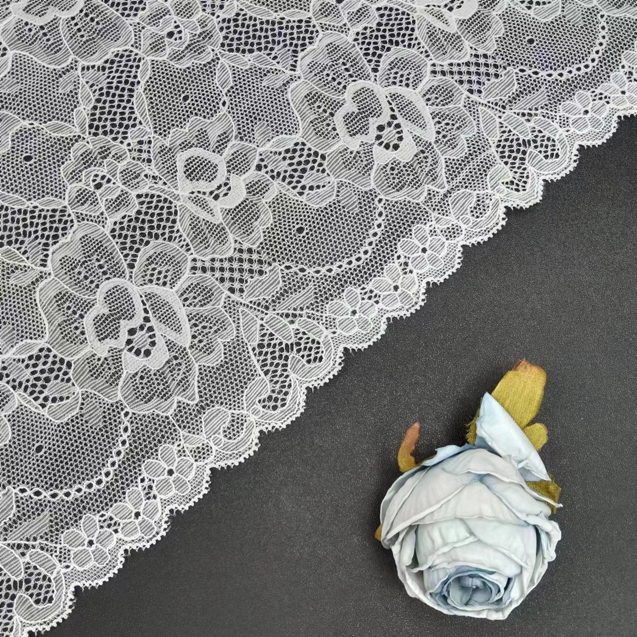 Customizable Knitted Lace Trim White Voile Nylon Spandex Lace Fabrics Elastic Lace Accessories for Women's Underwear