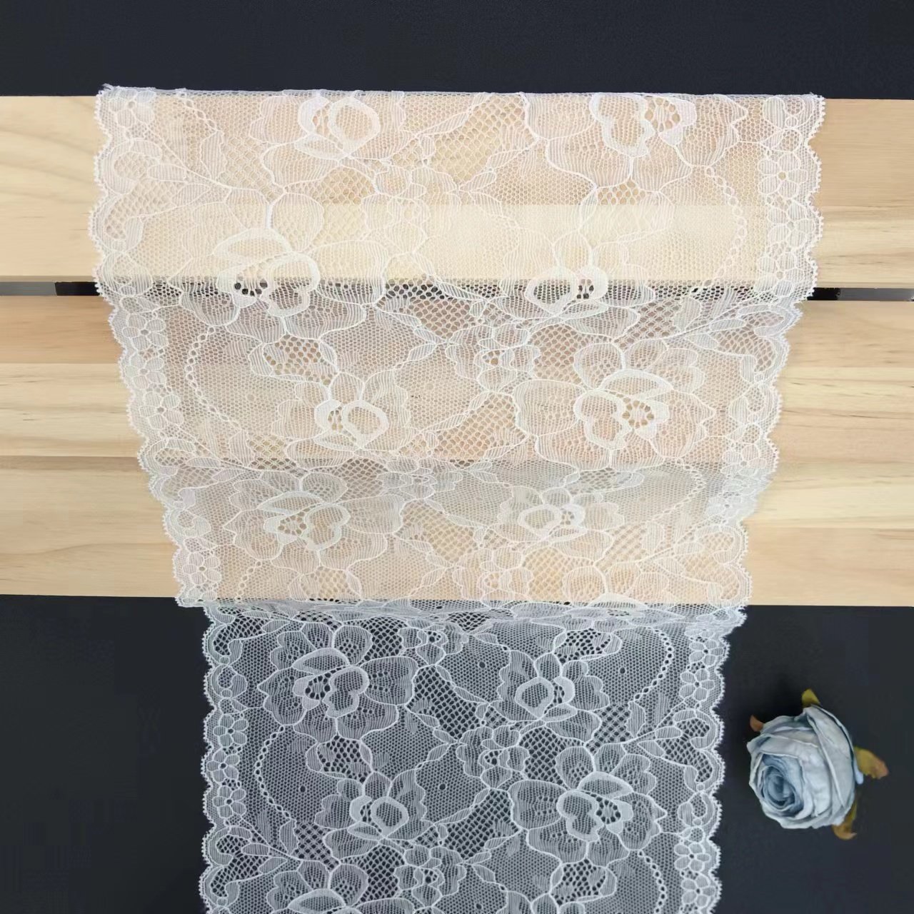 Customizable Knitted Lace Trim White Voile Nylon Spandex Lace Fabrics Elastic Lace Accessories for Women's Underwear