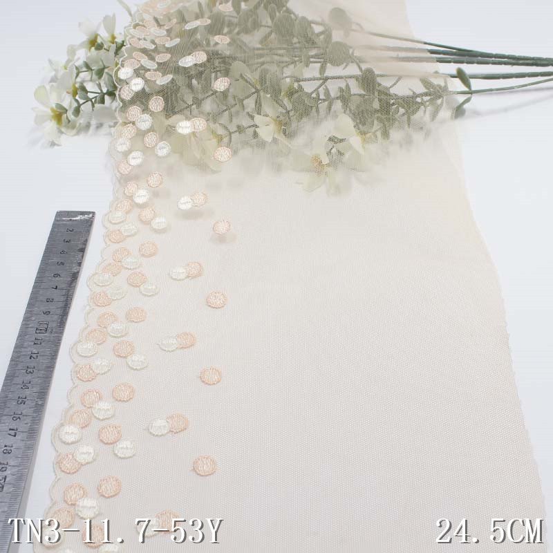 Nude 22cm Mesh Embroidery Lace Lingerie Underwear Accessories Flower Embroidered Lace Trim Fabric