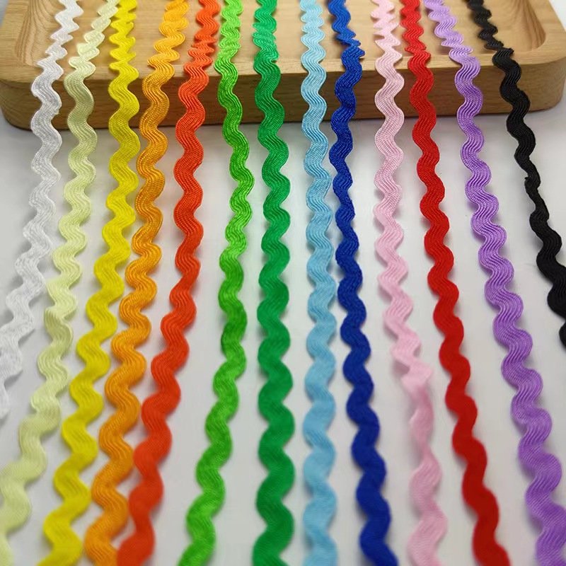 Hot sale colorful 5mm polyester ric rac ribbon tape zig zag lace trimming