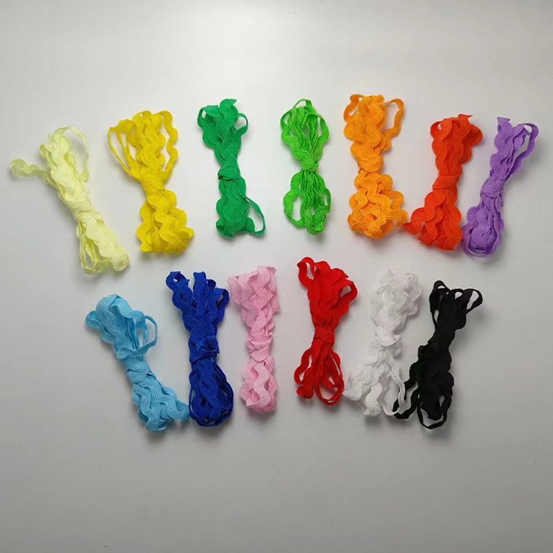 Hot sale colorful 5mm polyester ric rac ribbon tape zig zag lace trimming