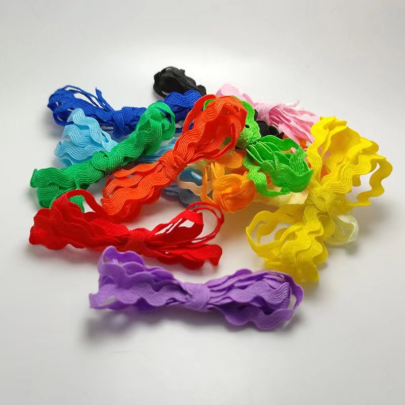 Hot sale colorful 5mm polyester ric rac ribbon tape zig zag lace trimming
