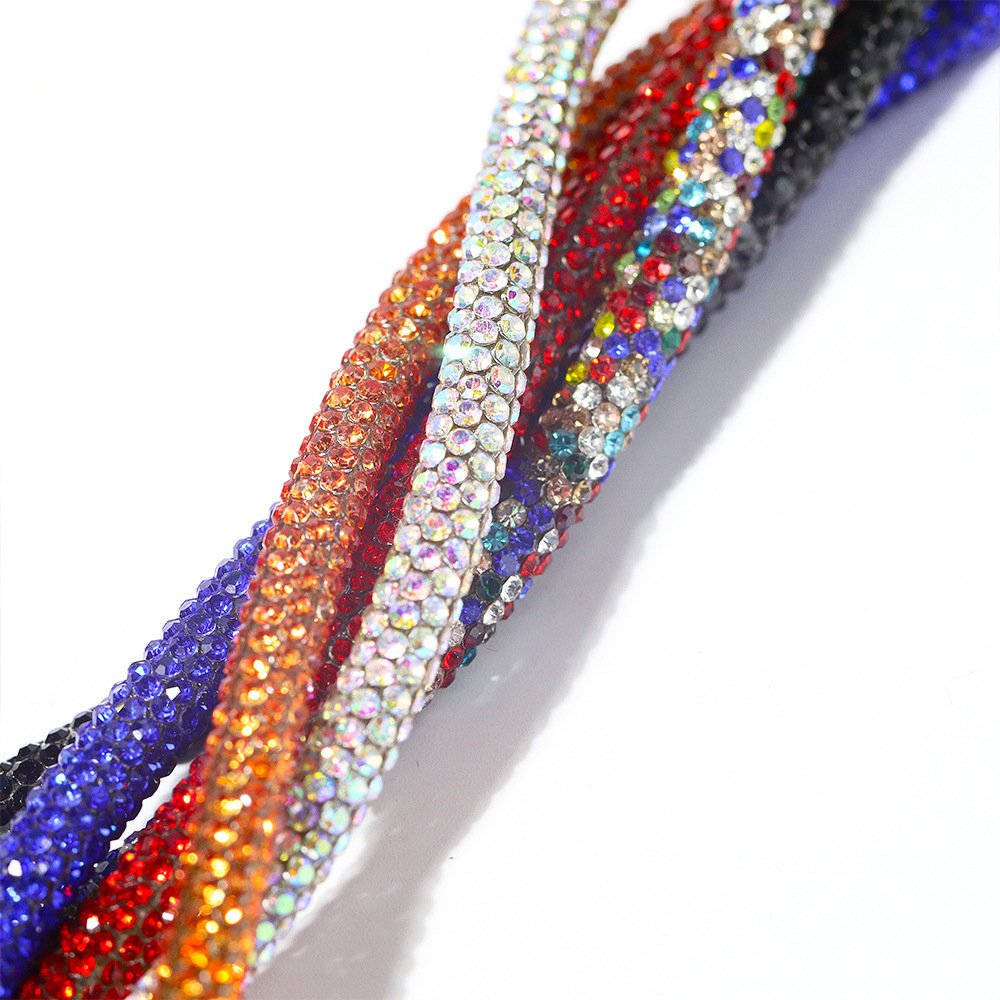 Round Shiny Diamond Crystal Bling Shin Rhinestone Trim Cord Strap Chain For Clothing Decoration