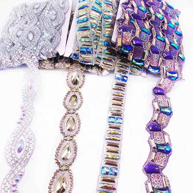 Cheap wholesale rhinestone trim iron on carnival stone trimming for carnival costumes supplies