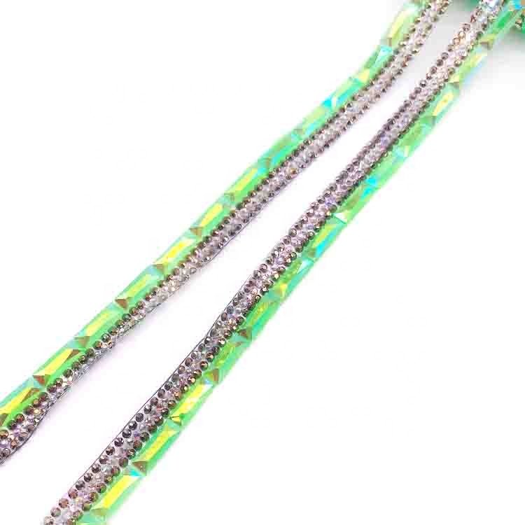 Cheap wholesale rhinestone trim iron on carnival stone trimming for carnival costumes supplies