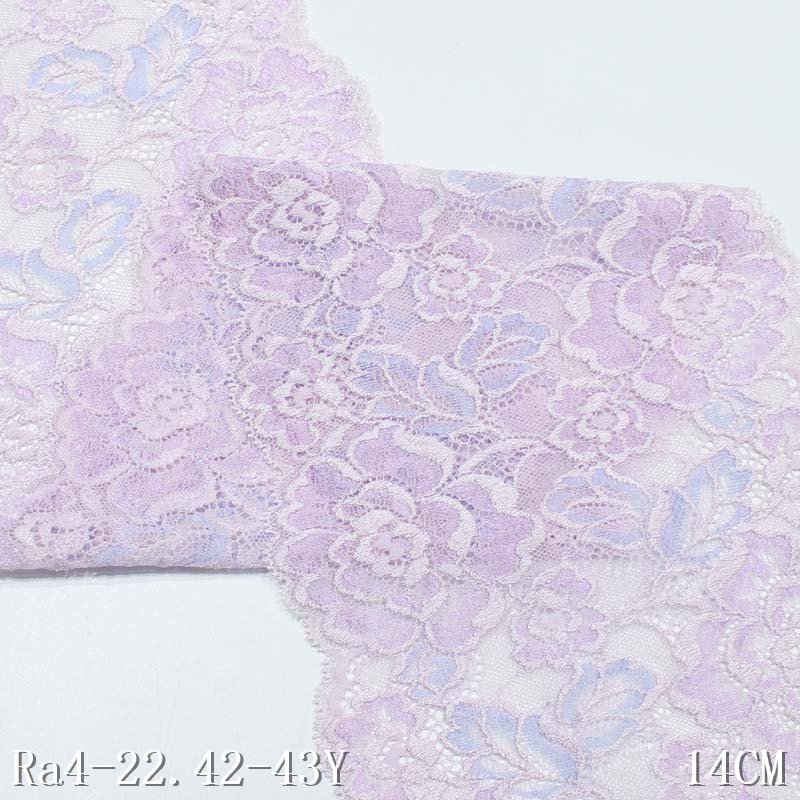 14cm Flower Elastic Lace Trim Pink Mesh Lace Spandex Stretch Lace Fabric for Bra