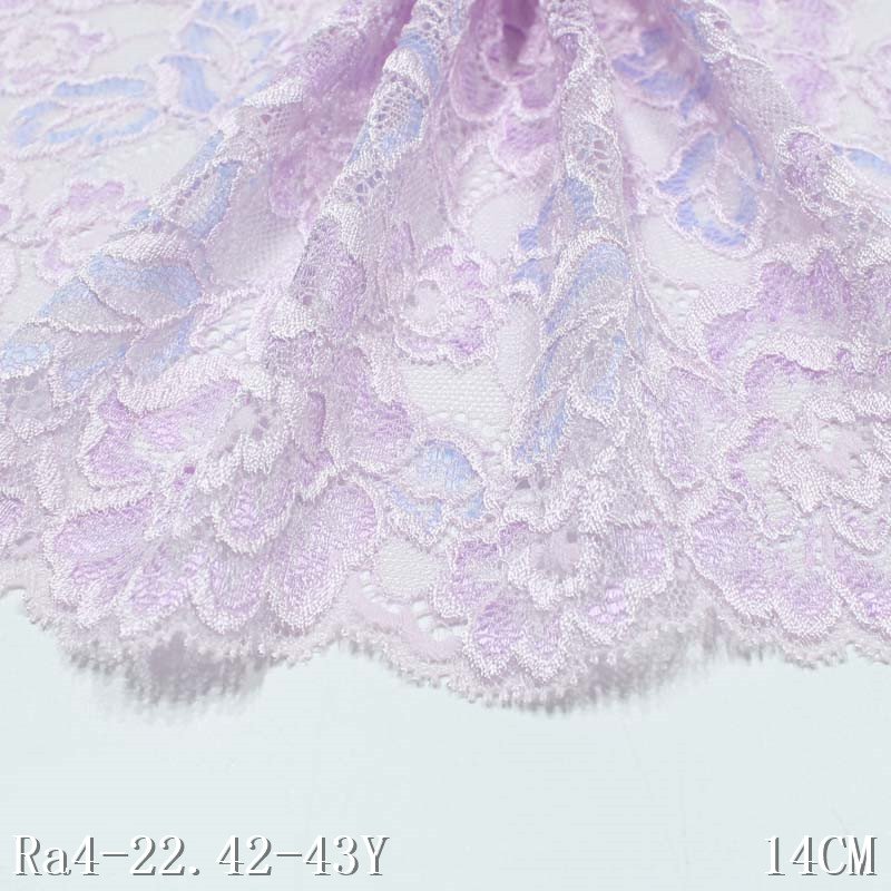 14cm Flower Elastic Lace Trim Pink Mesh Lace Spandex Stretch Lace Fabric for Bra