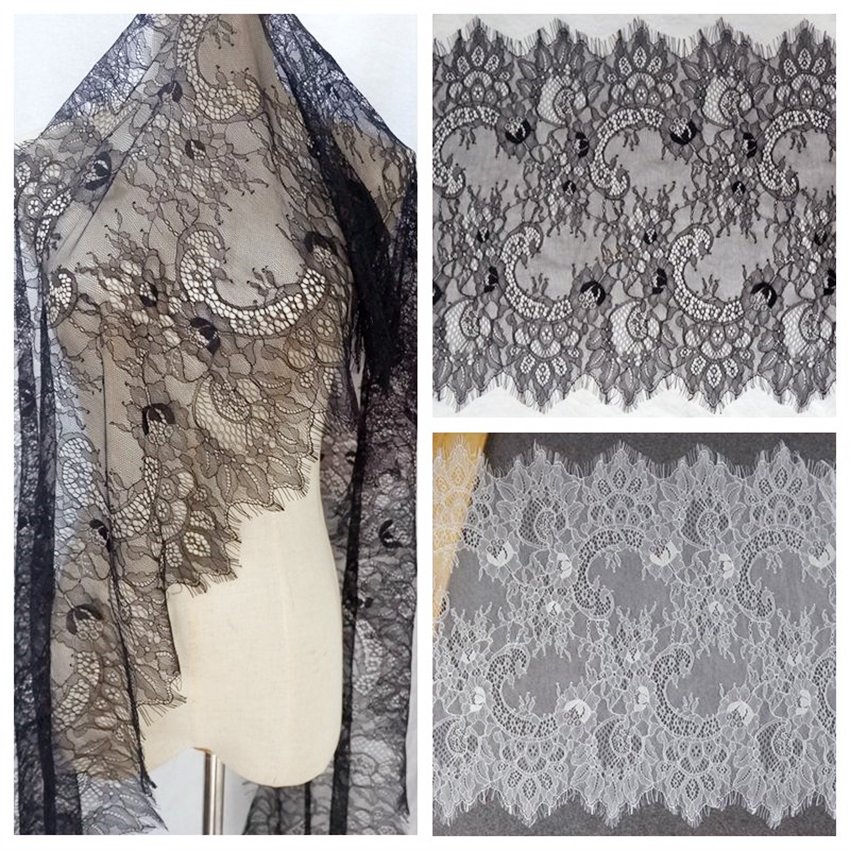 Zeal New Custom Width Jacquard Pattern French Eyelash Lace Trimmings Exquisite Net Nylon Embroidery Wedding Fashion Clothes