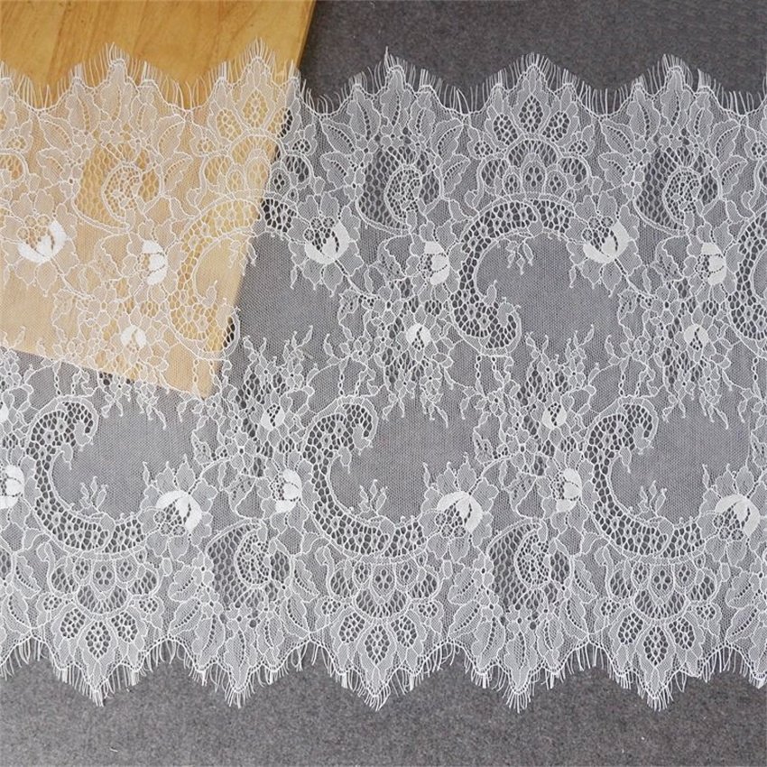 Zeal New Custom Width Jacquard Pattern French Eyelash Lace Trimmings Exquisite Net Nylon Embroidery Wedding Fashion Clothes