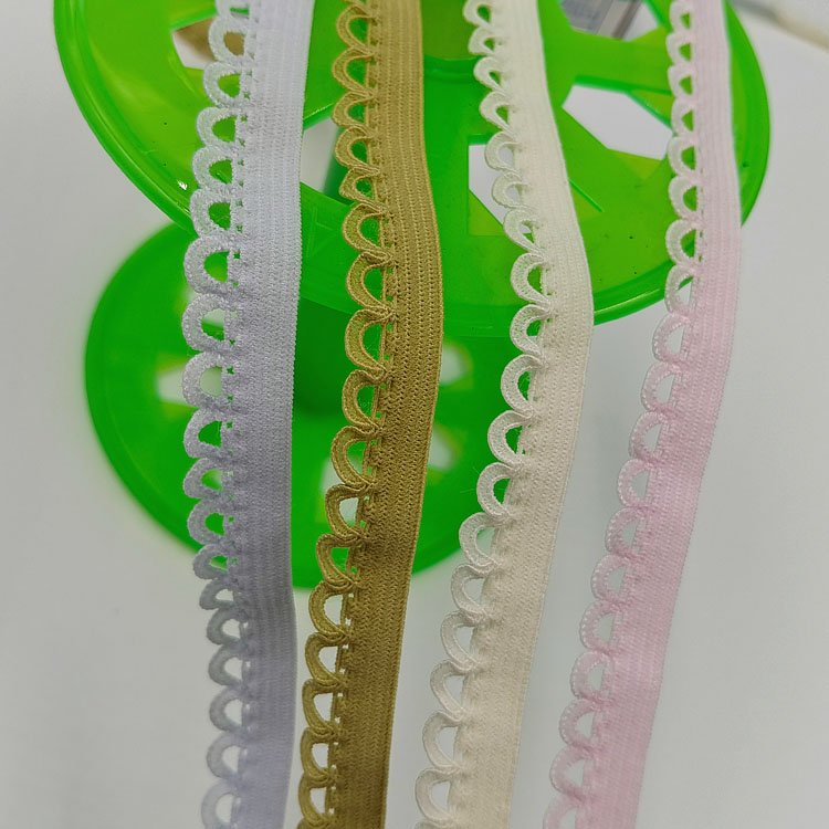 Sewing underwear scallop trim picot elastic webbing belt knitted picot lace trim band webbing for underwear lingerie