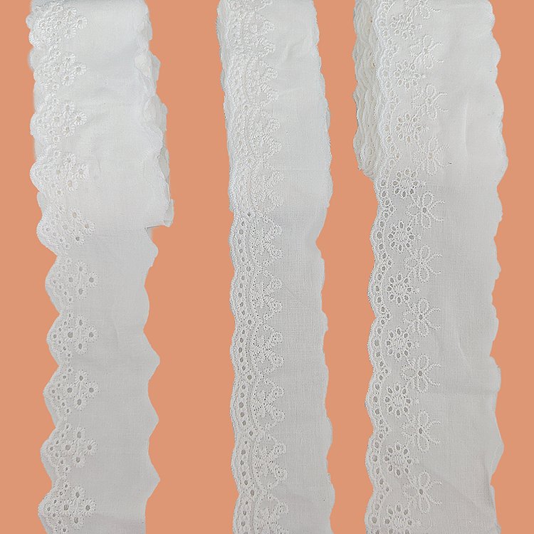 100% Cotton Mesh Fabric Inlaid Lace Embroidery for Inlaid Embroidery Lace Clothing Decorative Edge