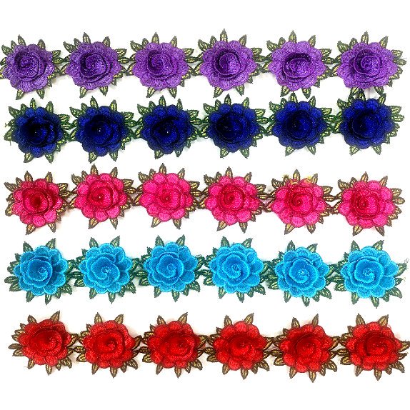 3d polyester embroidered lace trim gathered lace trim