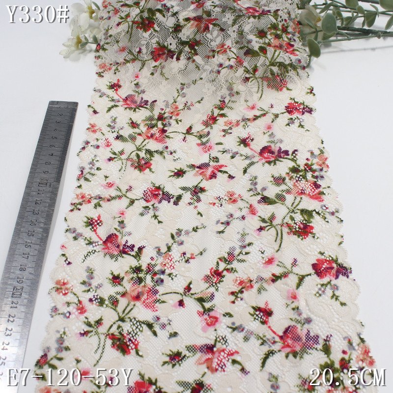 Wholesale 2024 Fashion Underwear Accessories Jacquard 20cm Wide Stretch colorful Elastic spandex Lace Trim for Clothes