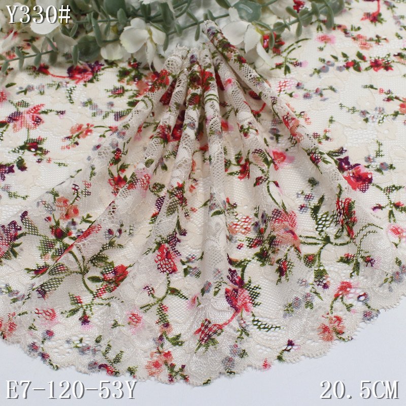 Wholesale 2024 Fashion Underwear Accessories Jacquard 20cm Wide Stretch colorful Elastic spandex Lace Trim for Clothes