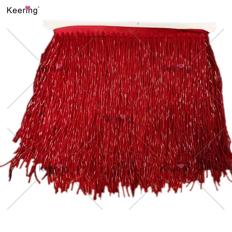 WTT Wholesale Handmade Brown Gold Fringe Trim Beads Tassel Trimming For Curtain Decoration Clothing Accessories