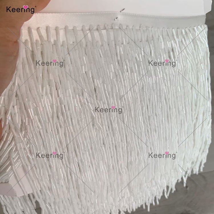 WTT Wholesale Handmade Brown Gold Fringe Trim Beads Tassel Trimming For Curtain Decoration Clothing Accessories