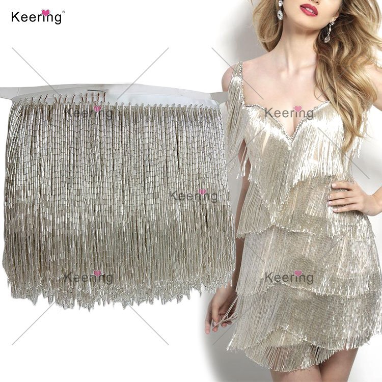 WTT Wholesale Handmade Brown Gold Fringe Trim Beads Tassel Trimming For Curtain Decoration Clothing Accessories