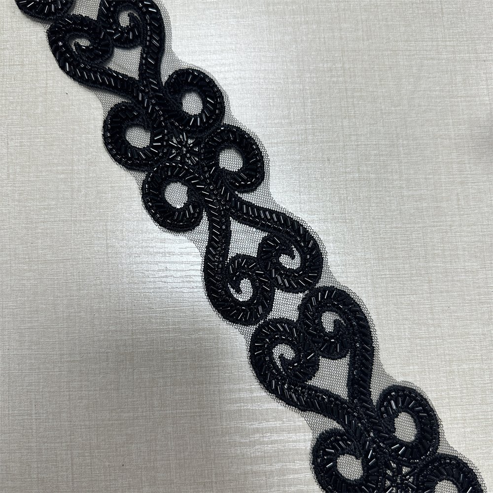 wholesale fashion Beaded lace trim applique trim for dress